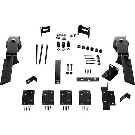 Ekena Millwork Barnfold J-Strap 2-Door Hardware Set for 1 1/4" to 1 3/8" Doors, Black GB6007M2HBL